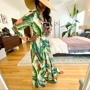Farm Rio Tropical Print L/S Maxi Dress